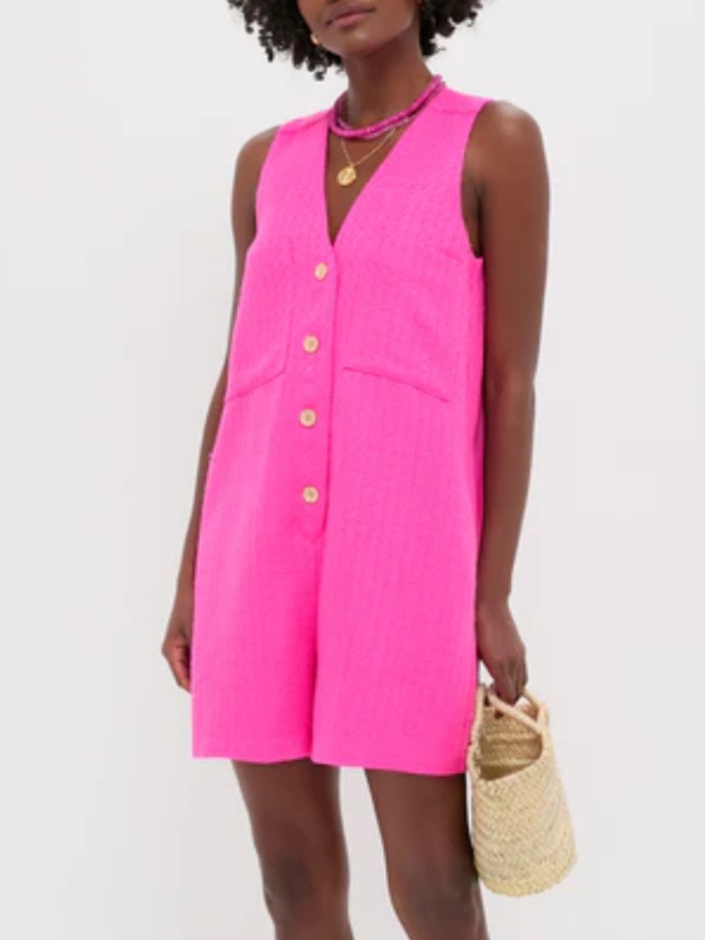 Tuckernuck Hot Pink Textured Myla Romper - Picture 3 of 10